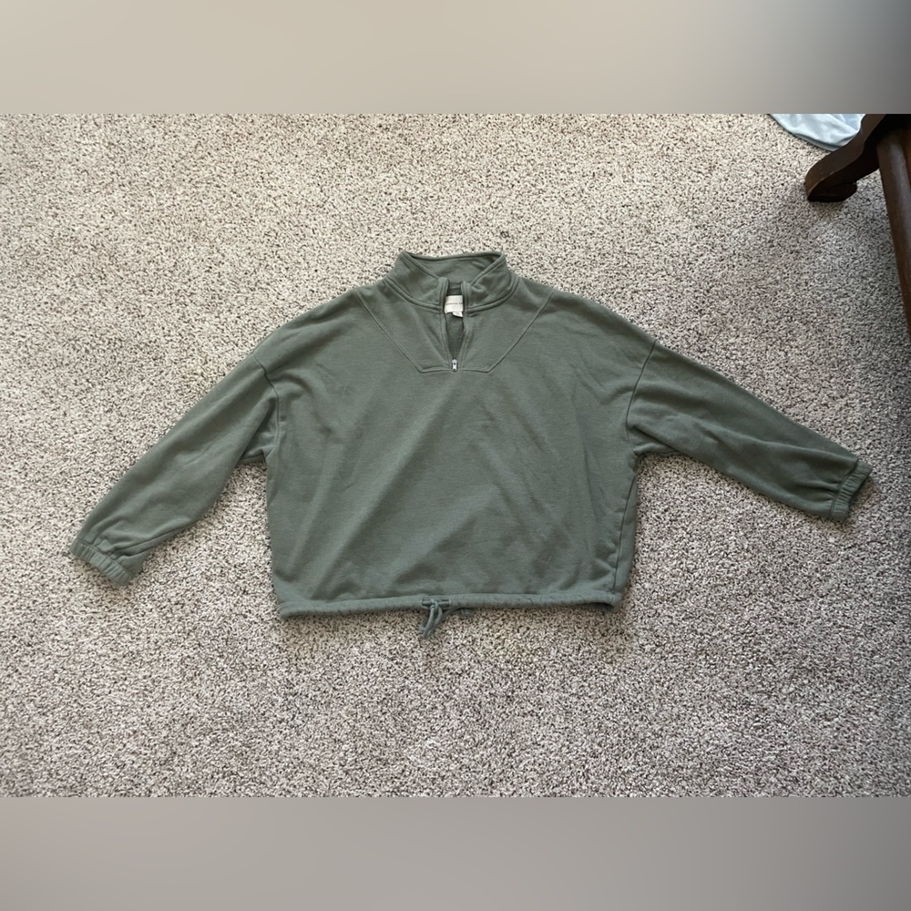 Green Loose Fit American Eagle Quarter Zip